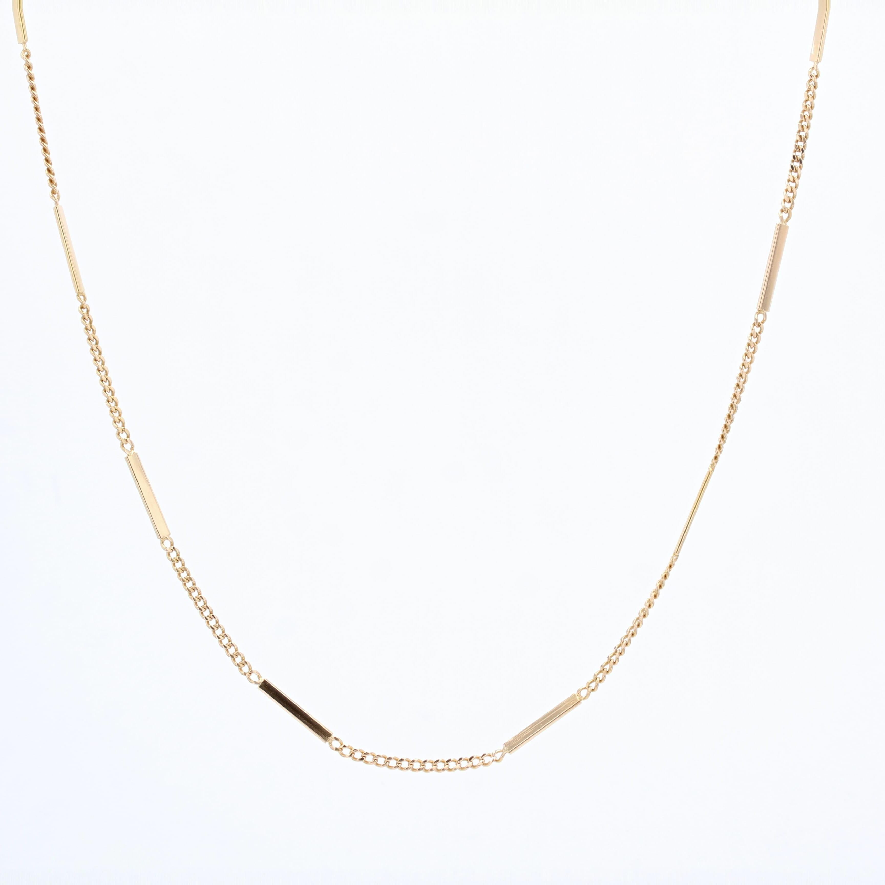 Women's French, 1960s, 18 Karat Rose Gold Curb Mesh and Sticks Chain
