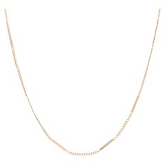 French, 1960s, 18 Karat Rose Gold Curb Mesh and Sticks Chain