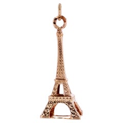 French 1960s 18 Karat Rose Gold Eiffel Tower Charm Pendant