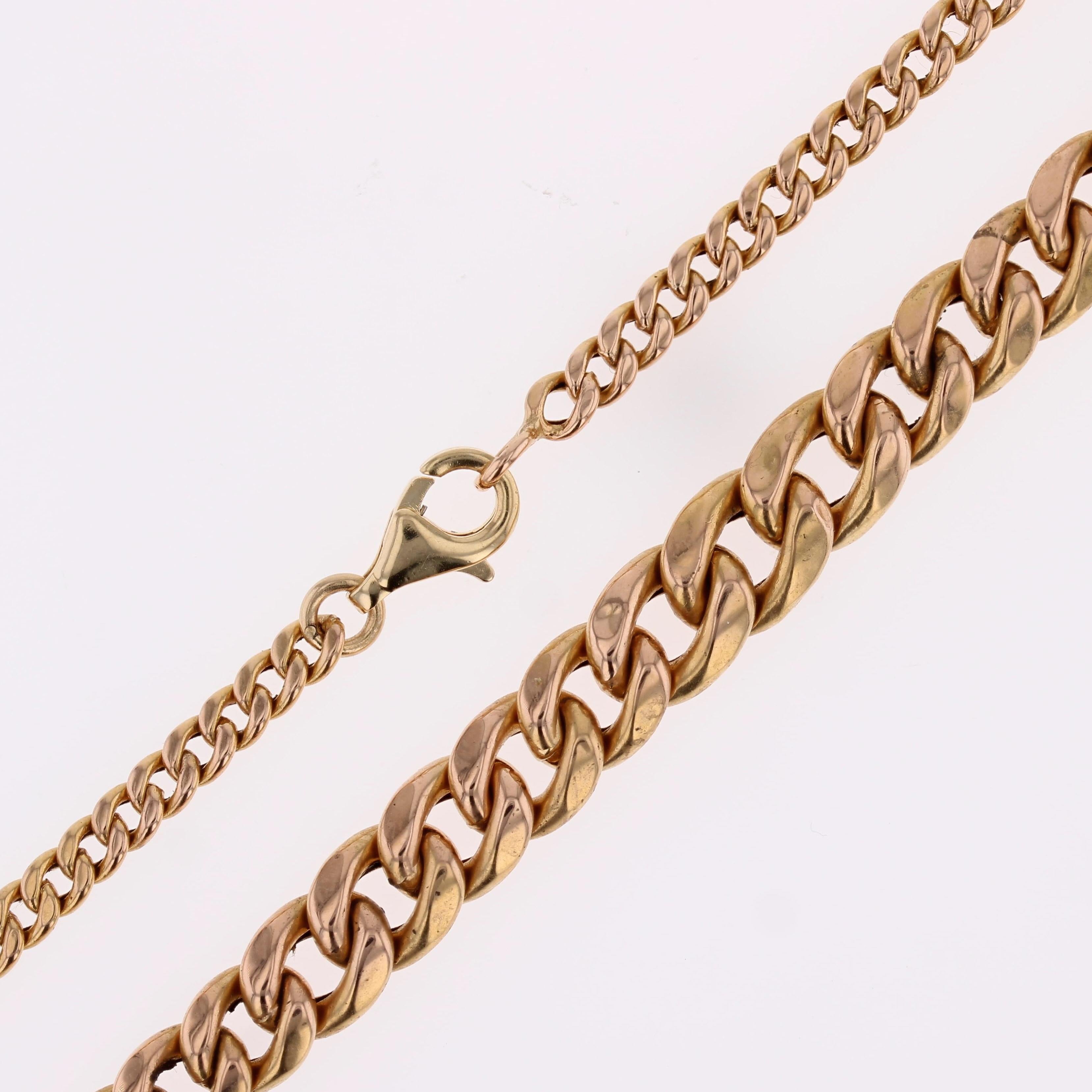 Collana francese degli anni '60 in oro rosa 18 carati con maglie che cadono a terra in vendita 7