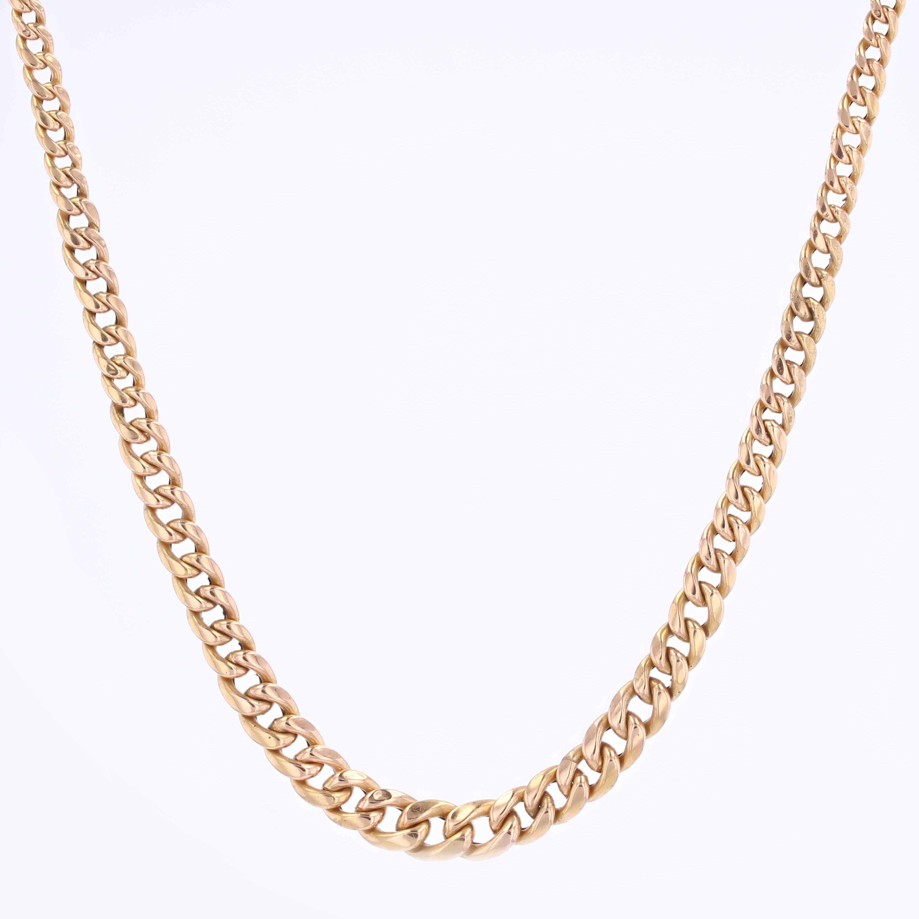 Collana francese degli anni '60 in oro rosa 18 carati con maglie che cadono a terra in vendita 8