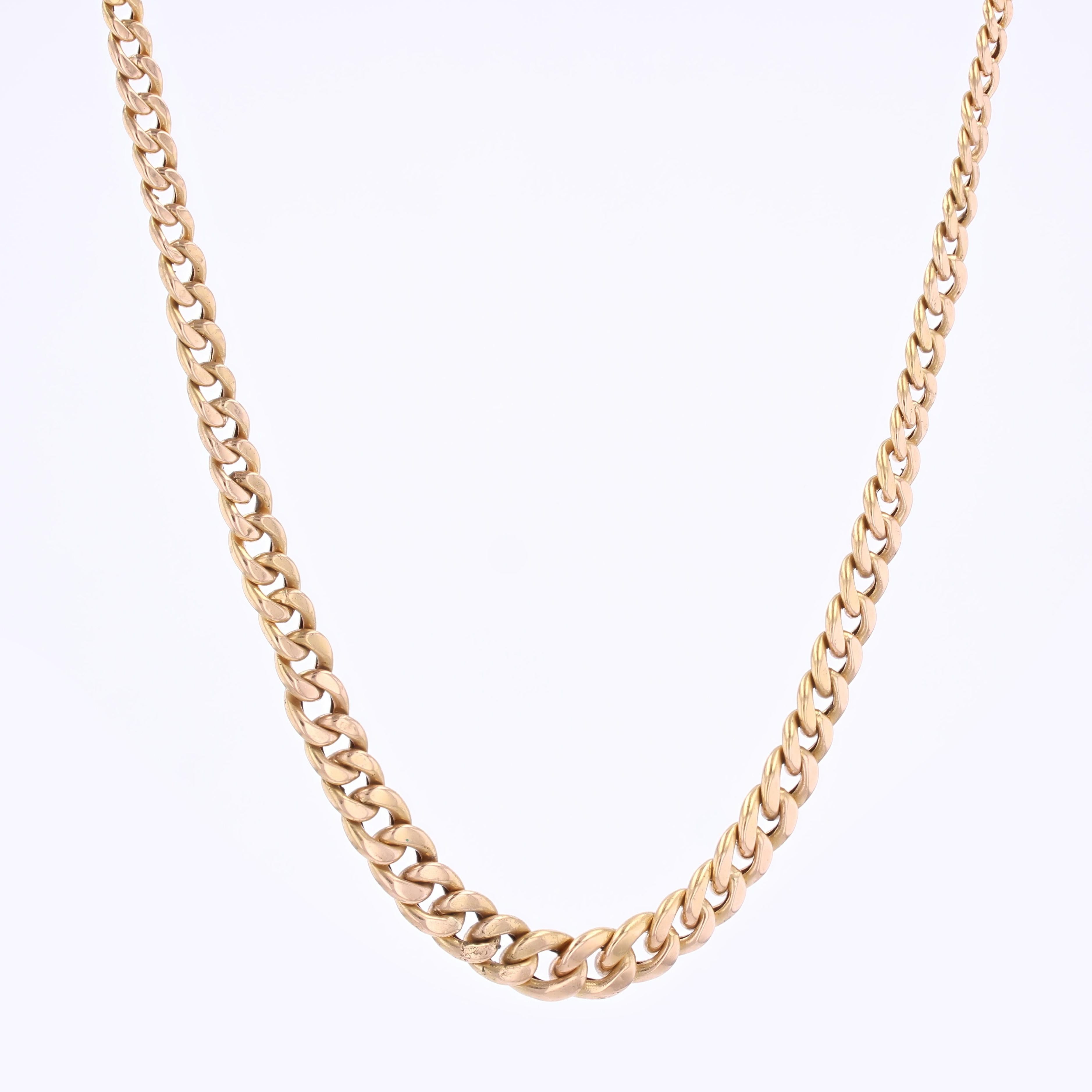 Rétro Collana francese degli anni '60 in oro rosa 18 carati con maglie che cadono a terra in vendita