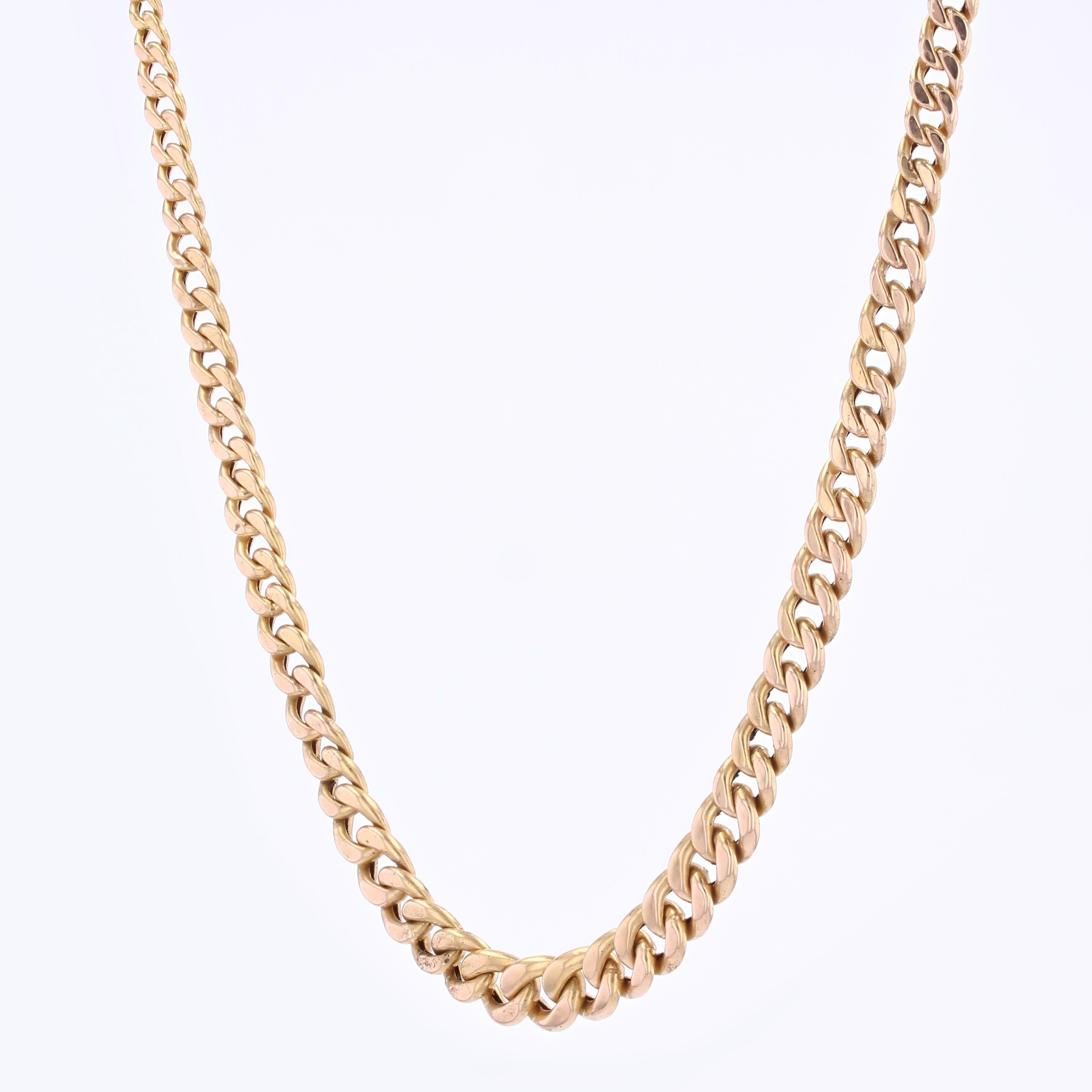 Collana francese degli anni '60 in oro rosa 18 carati con maglie che cadono a terra In condizioni buone in vendita a Poitiers, FR