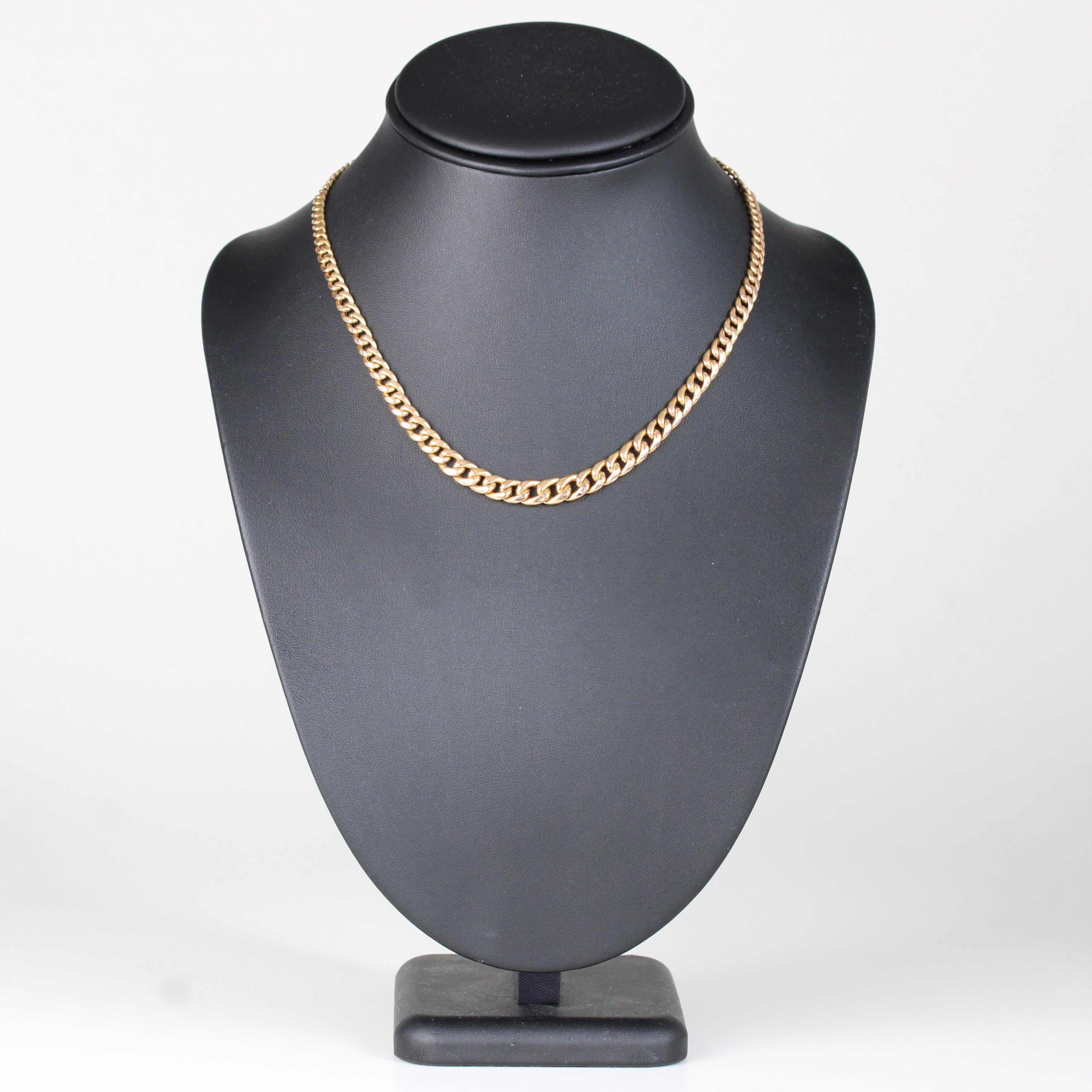 Collana francese degli anni '60 in oro rosa 18 carati con maglie che cadono a terra in vendita 1