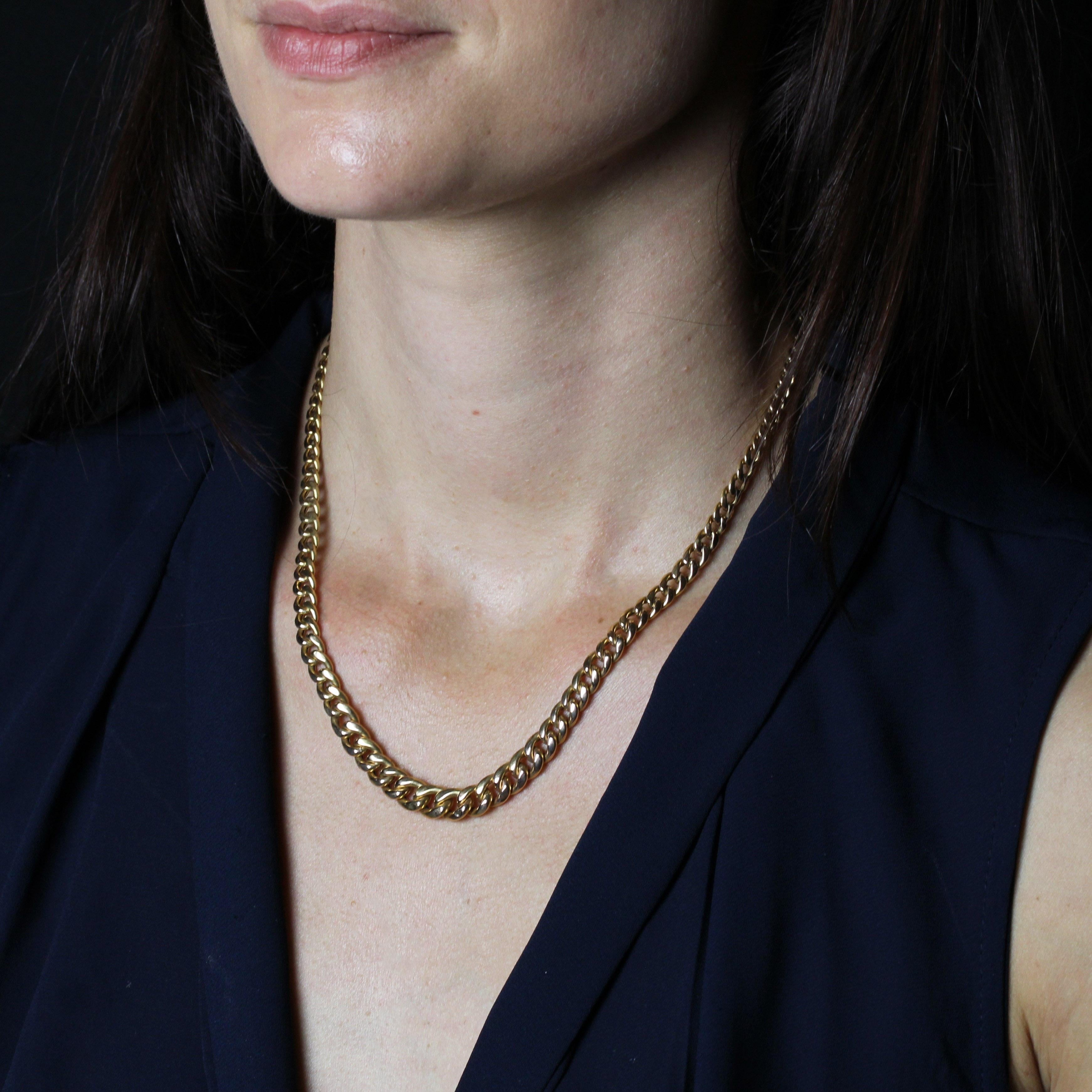 Collana francese degli anni '60 in oro rosa 18 carati con maglie che cadono a terra in vendita 3
