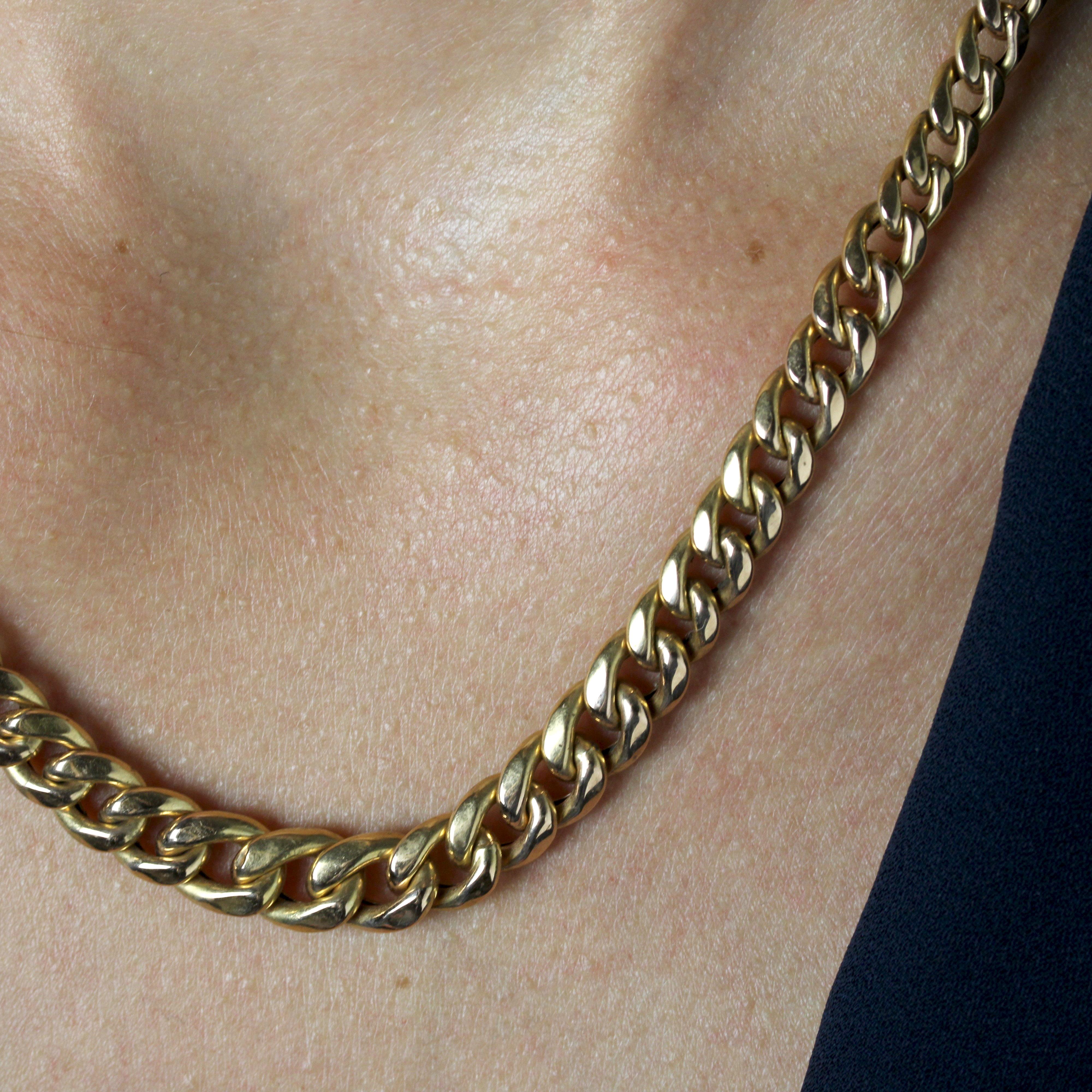 Collana francese degli anni '60 in oro rosa 18 carati con maglie che cadono a terra in vendita 4