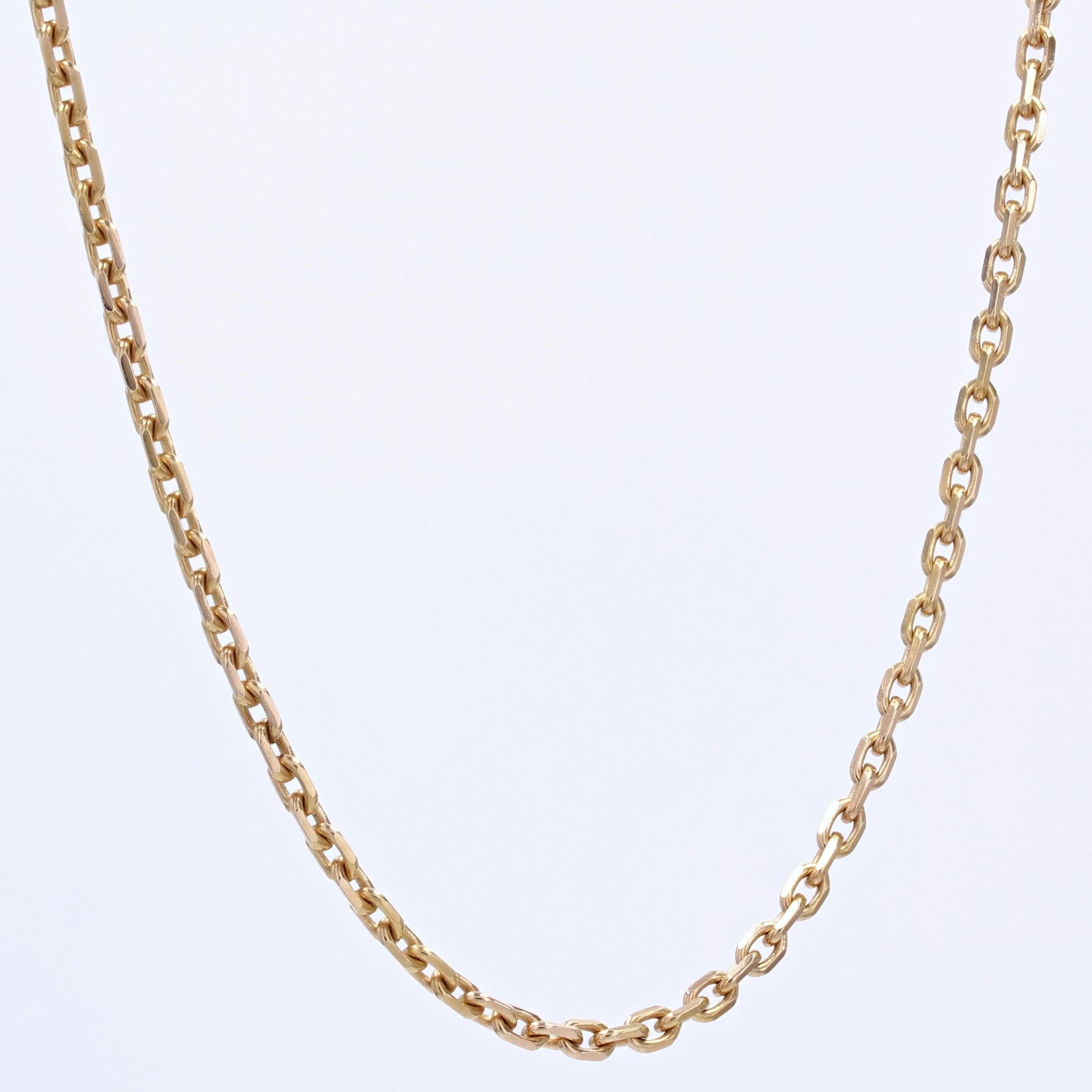 Retro French 1960s 18 Karat Rose Gold Filed Convict Mesh Chain Necklace For Sale