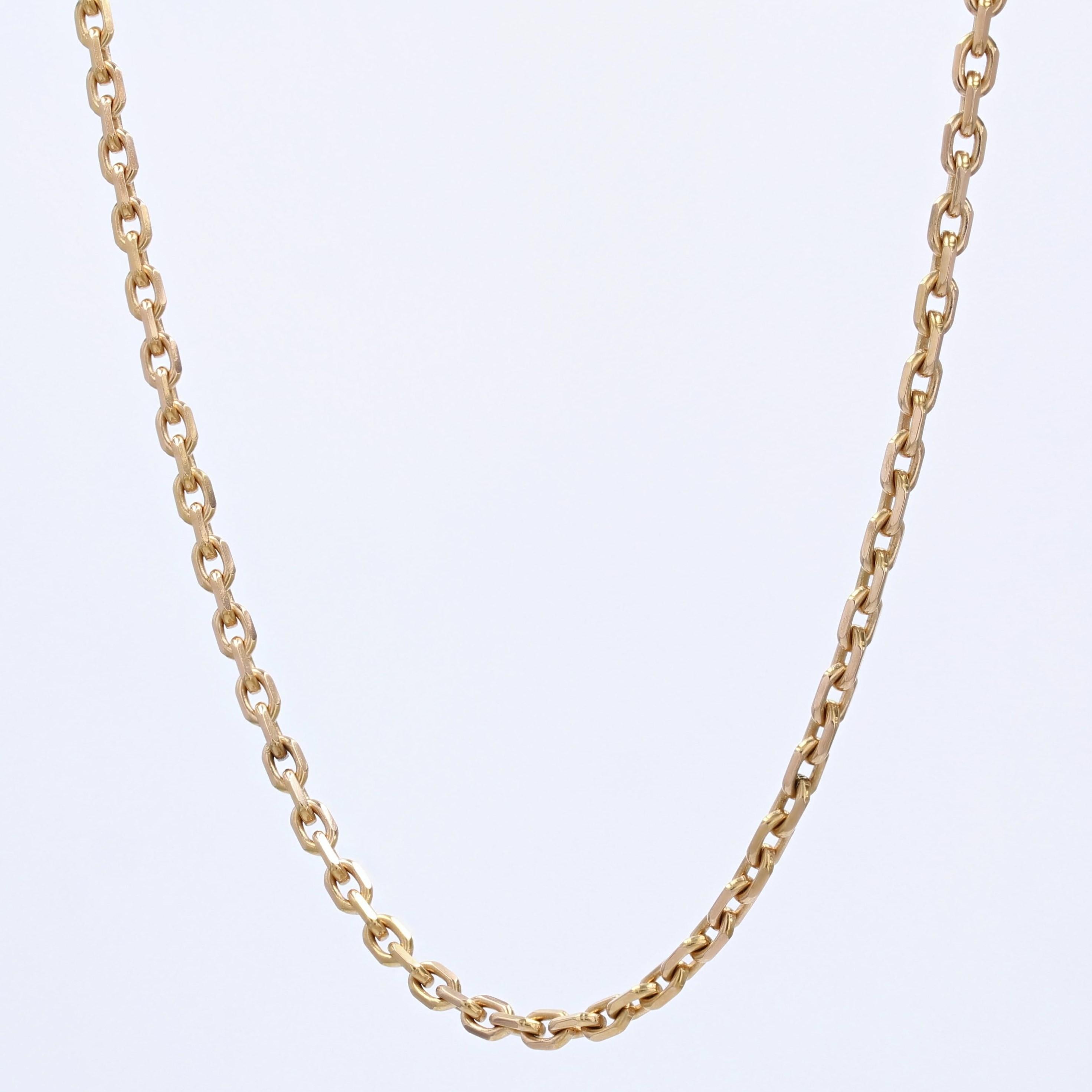 French 1960s 18 Karat Rose Gold Filed Convict Mesh Chain Necklace In Excellent Condition For Sale In Poitiers, FR