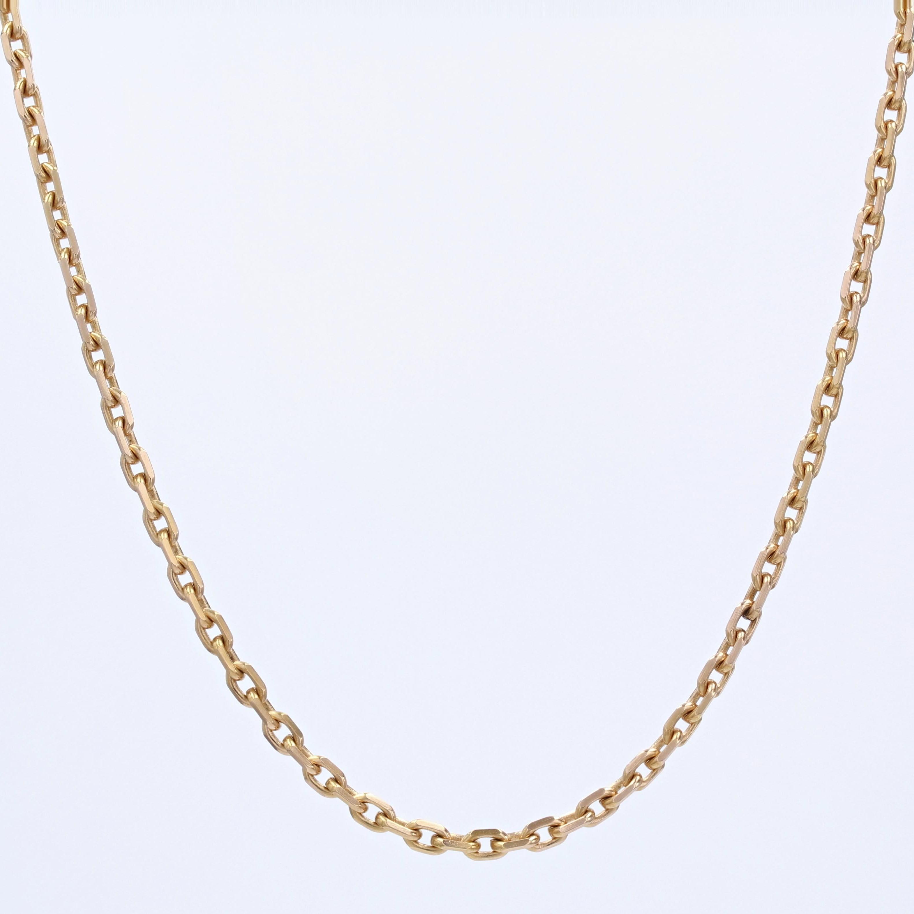 French 1960s 18 Karat Rose Gold Filed Convict Mesh Chain Necklace For Sale 2