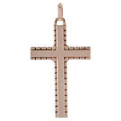 French 1960s 18 Karat Rose Gold Flat Cross