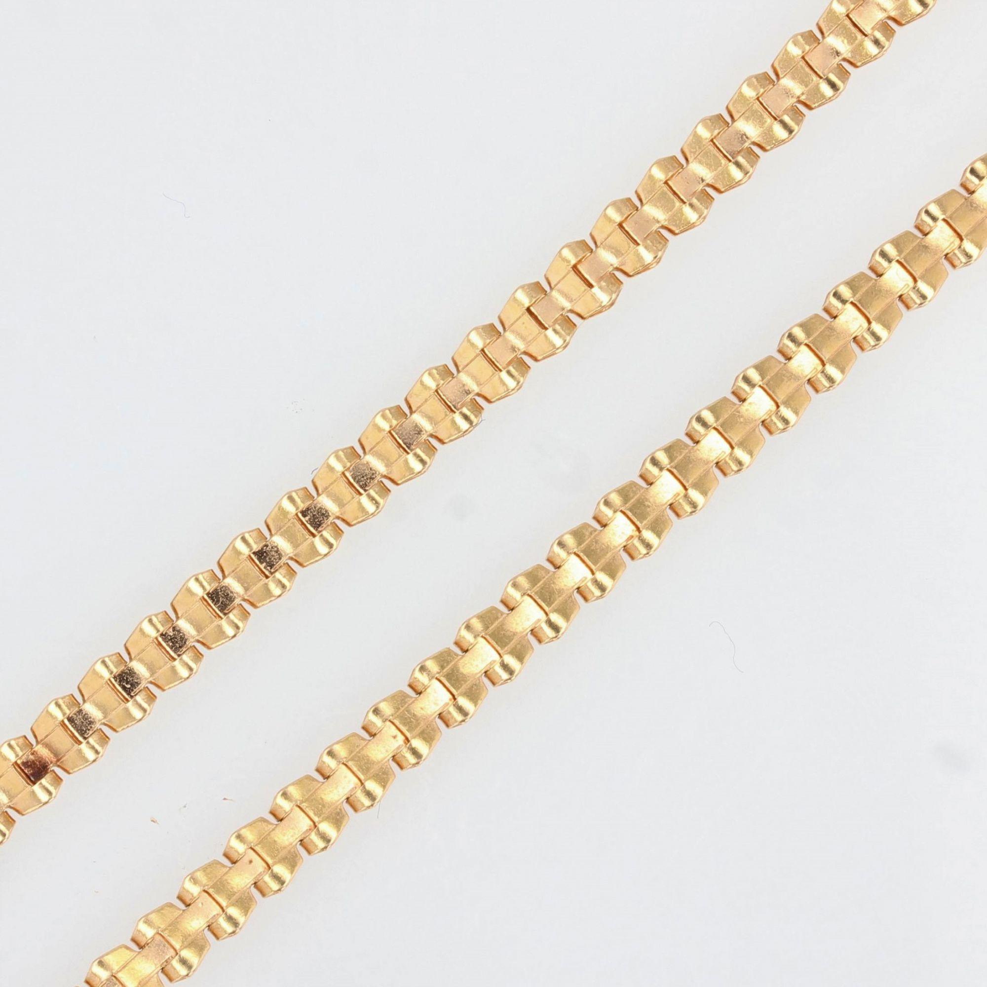 Retro French 1960s 18 Karat Rose Gold Folded Mesh Chain