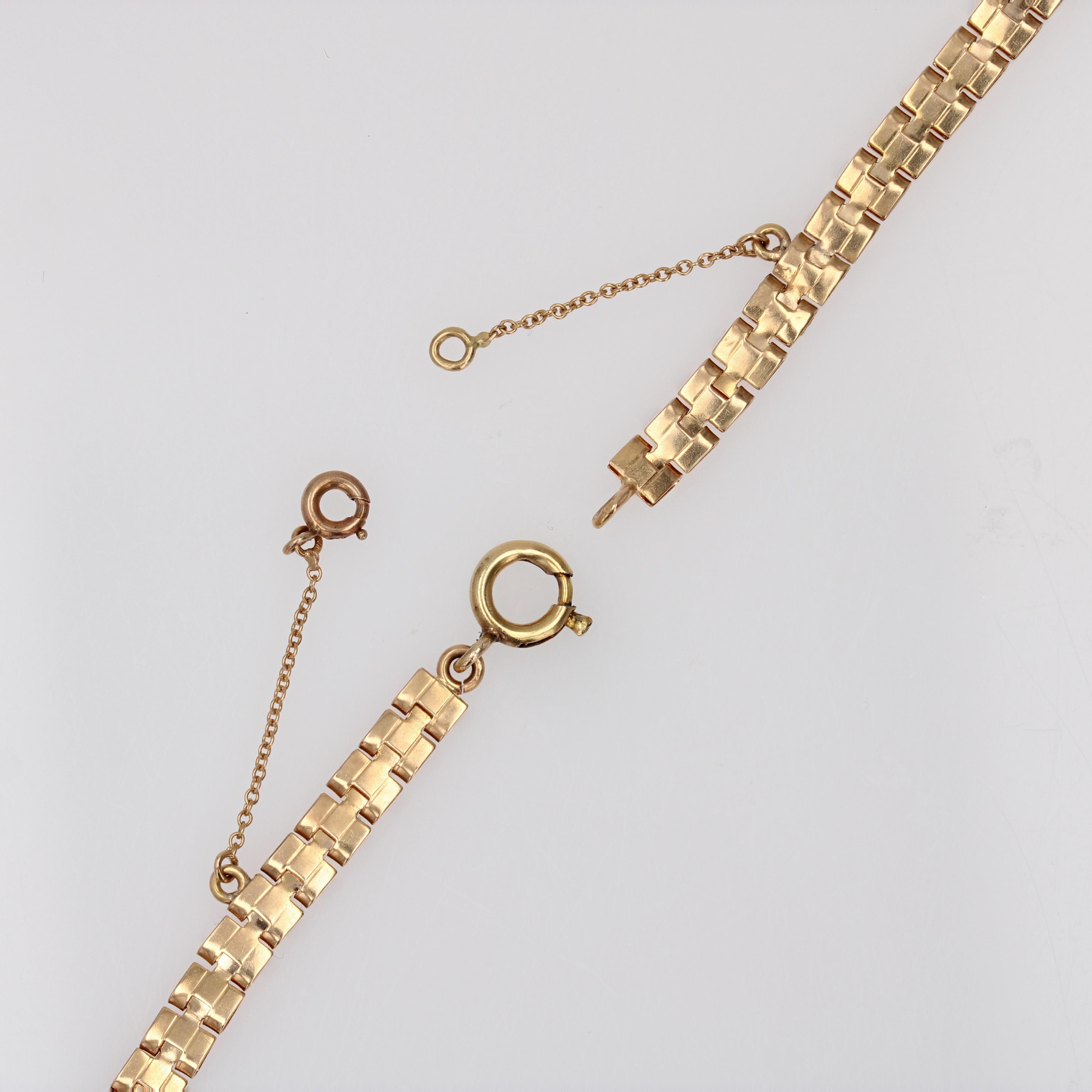 French 1960s 18 Karat Rose Gold Folded Mesh Retro Necklace 12