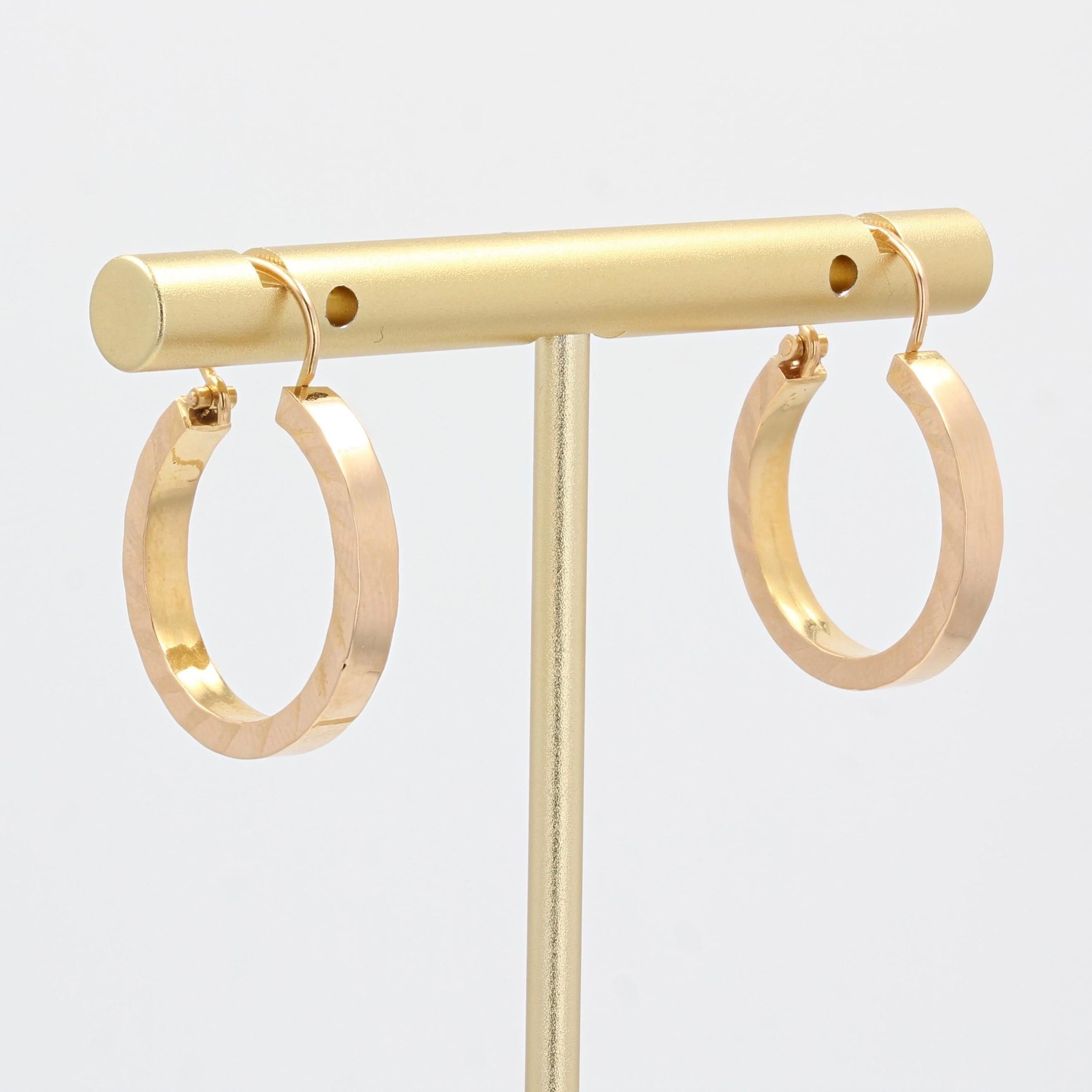 Women's French 1960s 18 Karat Rose Gold Hoop Earrings
