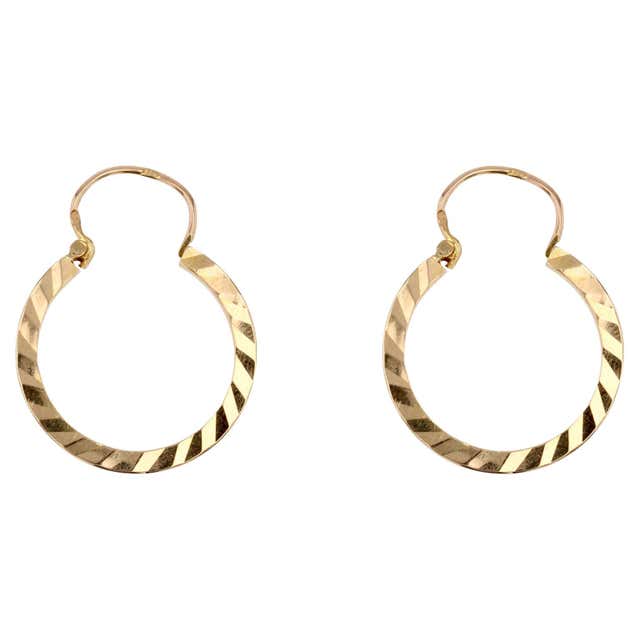 Vintage 18 Karat Gold Bamboo Hoop Earrings at 1stDibs