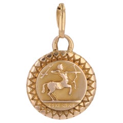 French 1960s 18 Karat Rose Gold Sagittarius Medal Pendant