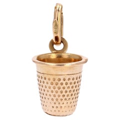 French 1960s 18 Karat Rose Gold Thimble Charm Pendant