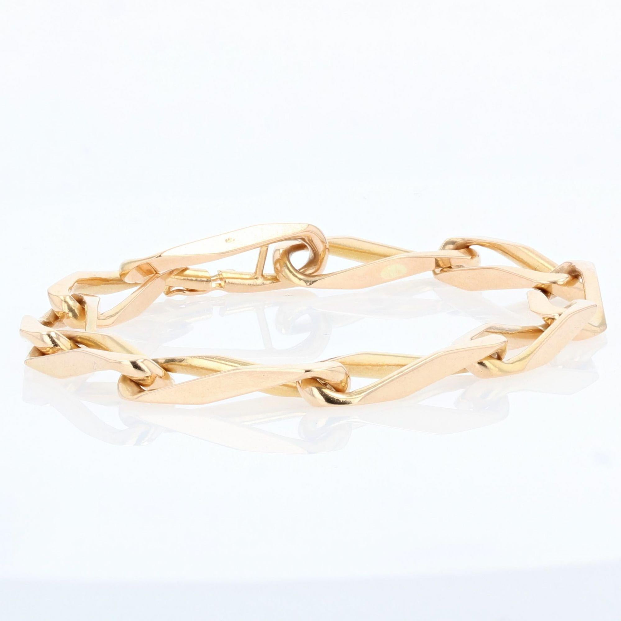 French 1960s 18 Karat Rose Gold Twisted Figaro Link Bracelet 5