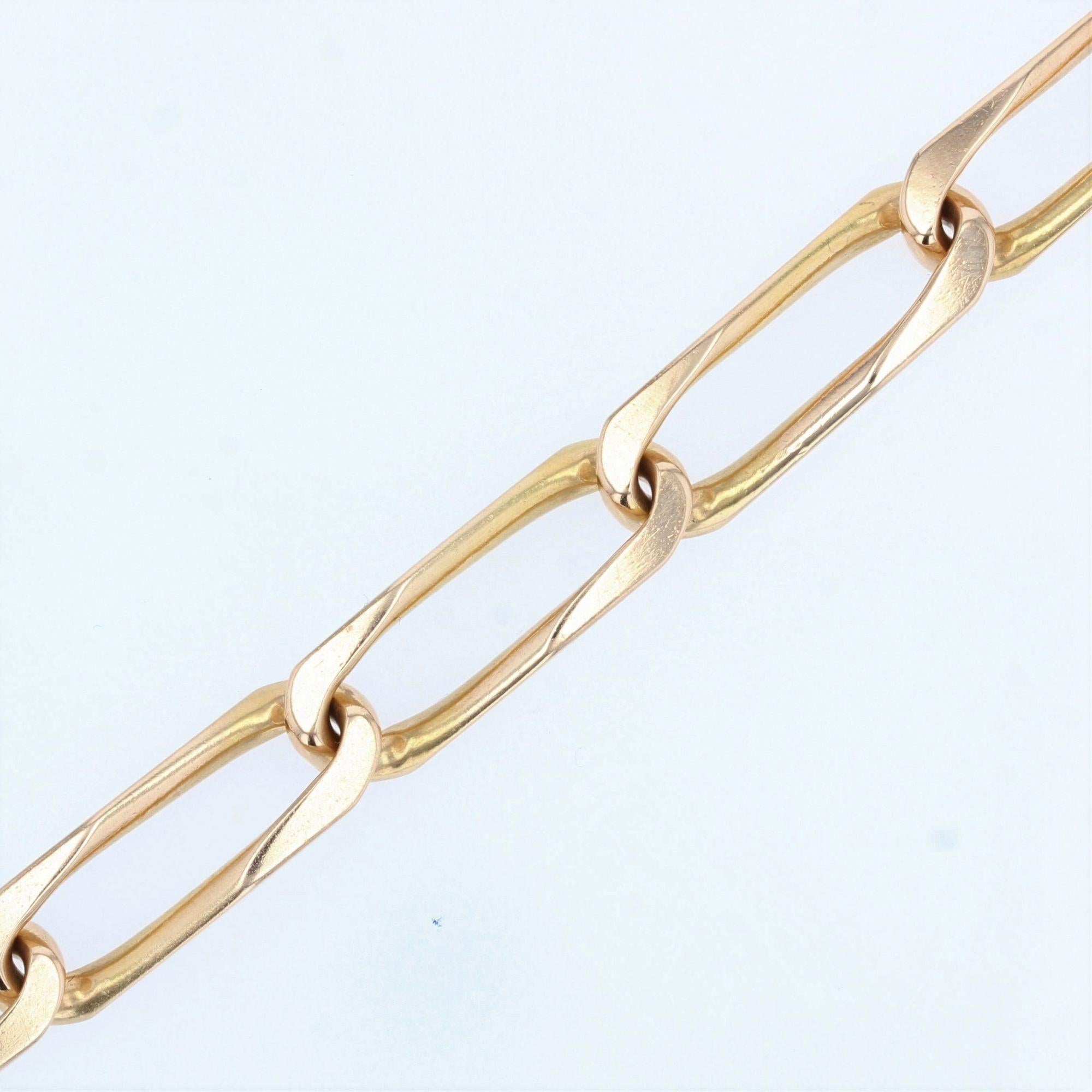 Women's French 1960s 18 Karat Rose Gold Twisted Figaro Link Bracelet