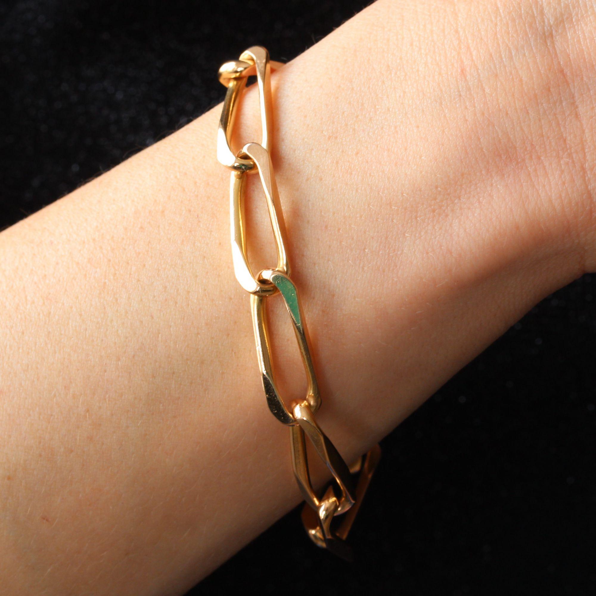 French 1960s 18 Karat Rose Gold Twisted Figaro Link Bracelet 1