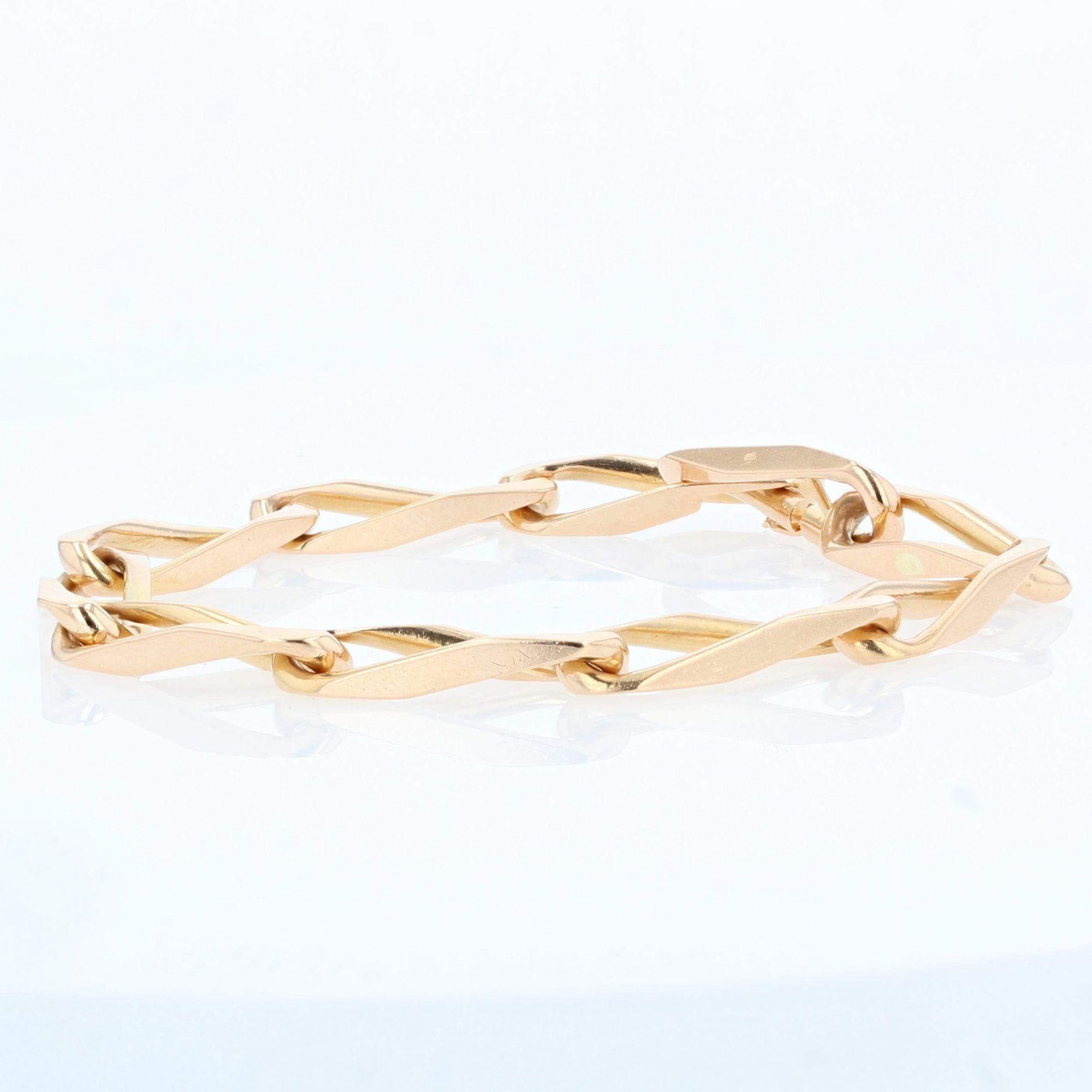 French 1960s 18 Karat Rose Gold Twisted Figaro Link Bracelet 4
