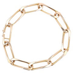 Retro French 1960s 18 Karat Rose Gold Twisted Figaro Link Bracelet