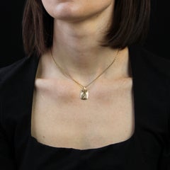 French 1960s 18 Karat Rose Gold Virgin Rectangular Medal Pendant