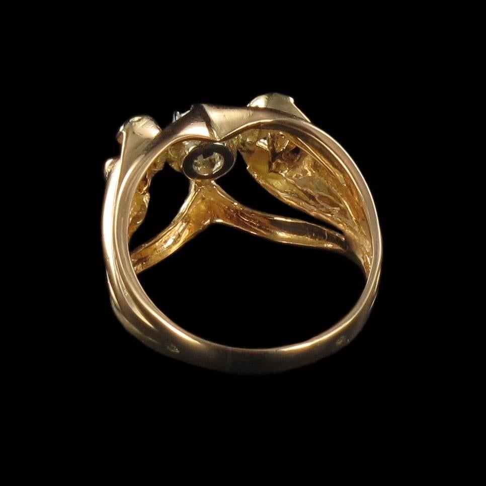 Anello francese degli anni '60 in oro rosa 18 carati e oro bianco con diamanti in vendita 12