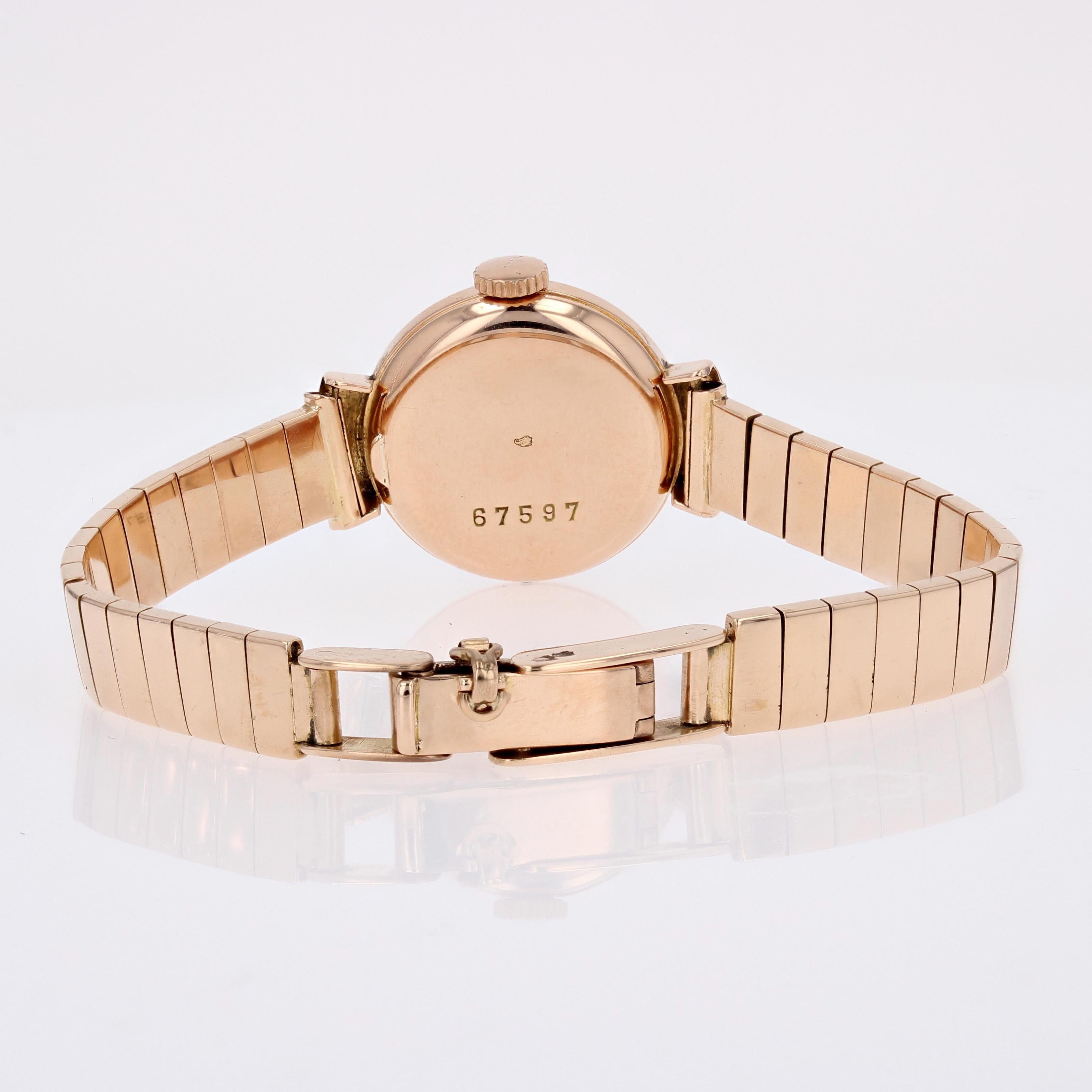 French 1960s 18 Karat Rose Gold Zenith Woman Watch In Good Condition In Poitiers, FR