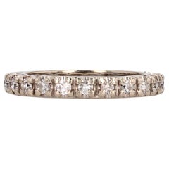 Retro French 1960s 18 Karat White Gold Claws Set Diamonds Wedding Ring