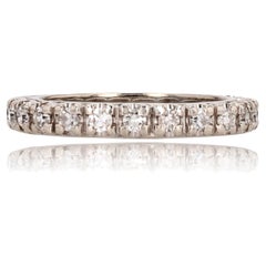 French 1960s 18 Karat White Gold Claws Set Diamonds Wedding Ring