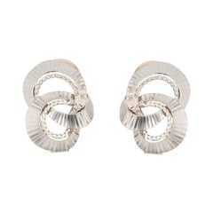 French 1960s 18 Karat White Gold Clip Earrings