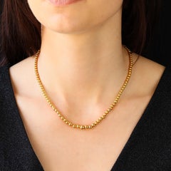 French 1960s 18 Karat Yellow Gold Beads Necklace