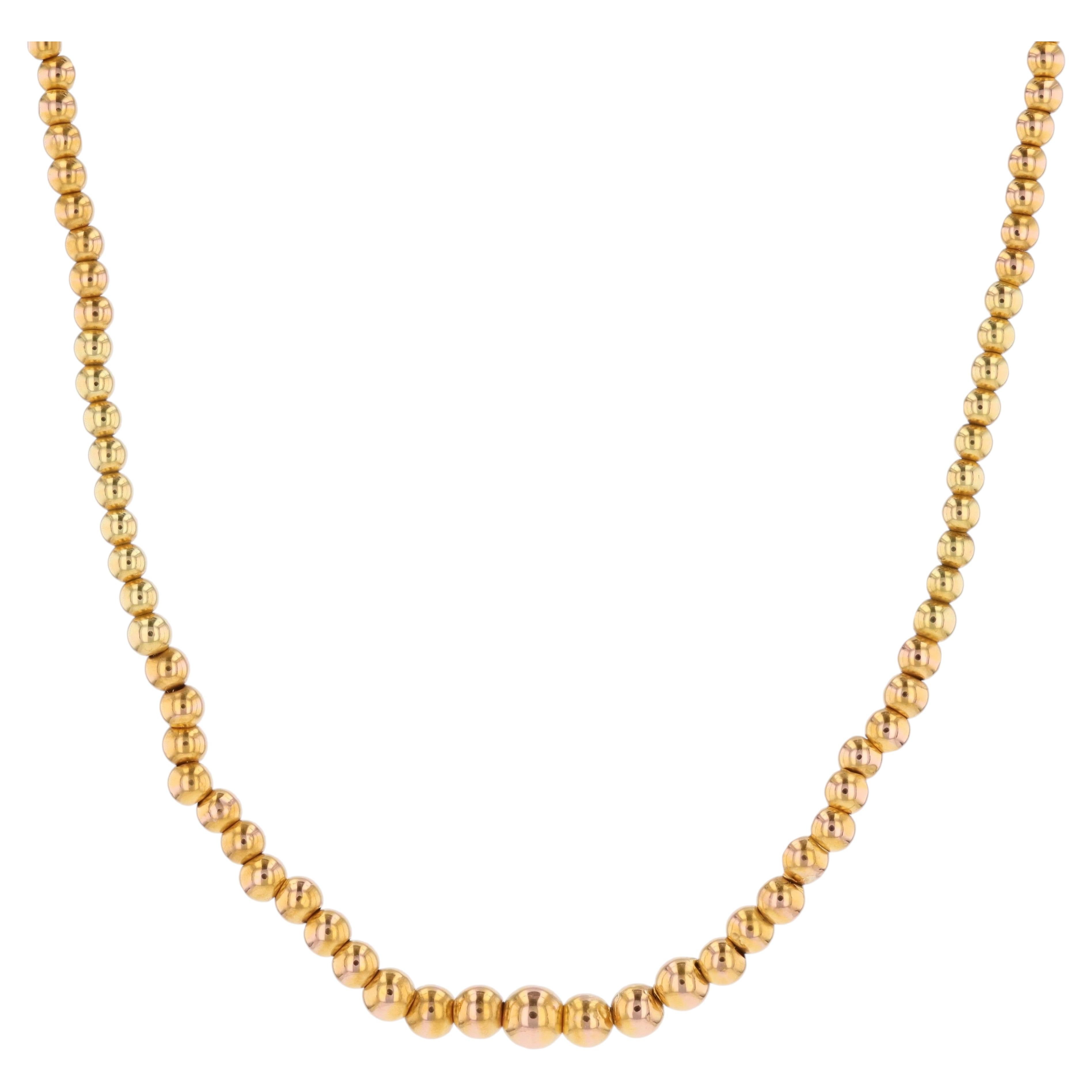French 1960s 18 Karat Yellow Gold Beads Necklace