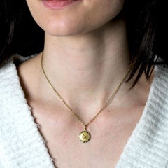 French 1960s 18 Karat Yellow Gold Cancer Medal Pendant