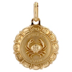 French 1960s 18 Karat Yellow Gold Cancer Medal Pendant
