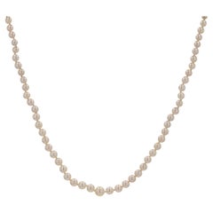 French 1960s 18 Karat Yellow Gold Clasp Cultured Pearl Necklace