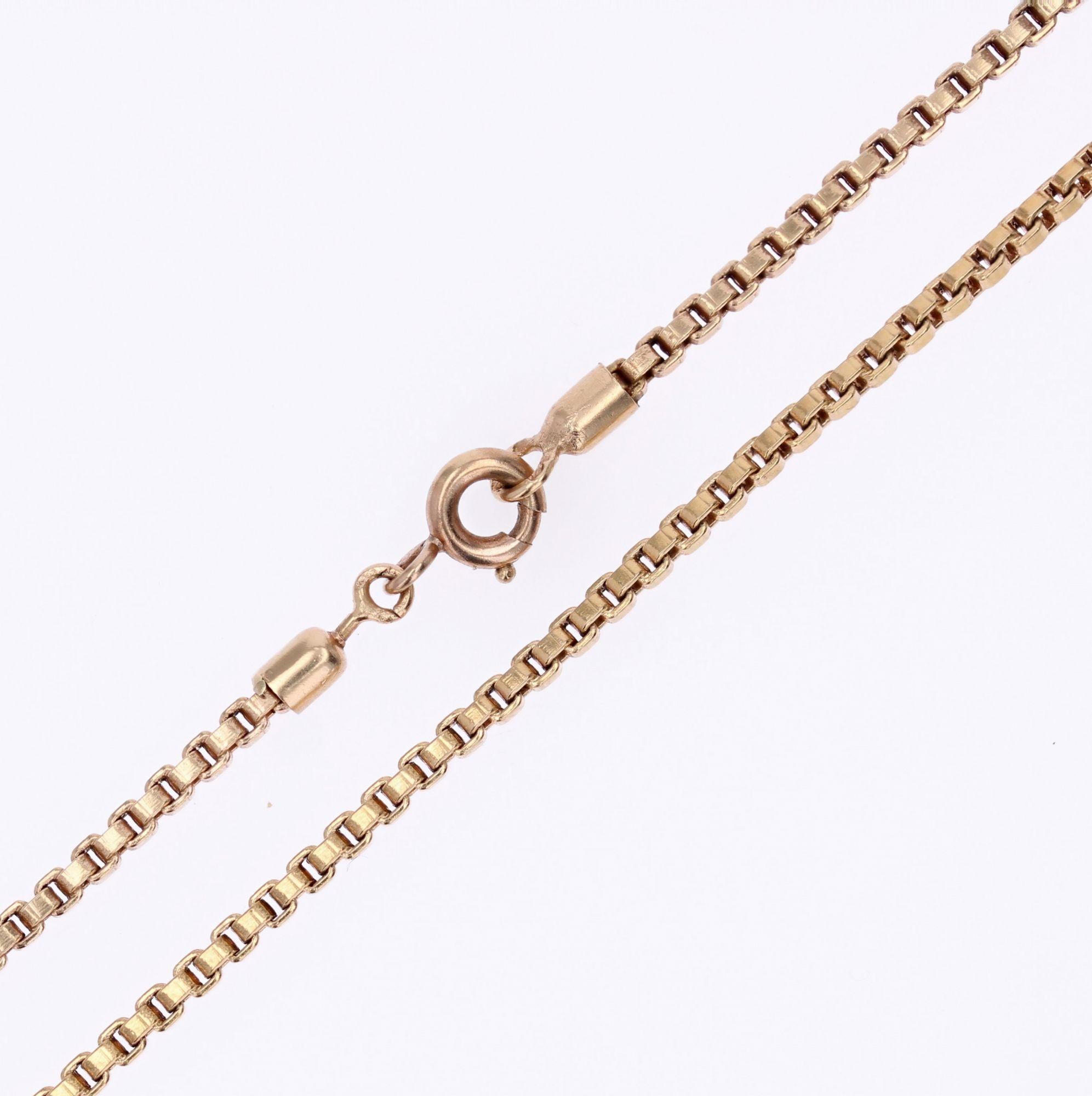 French 1960s 18 Karat Yellow Gold Cube Mesh Chain Necklace 7