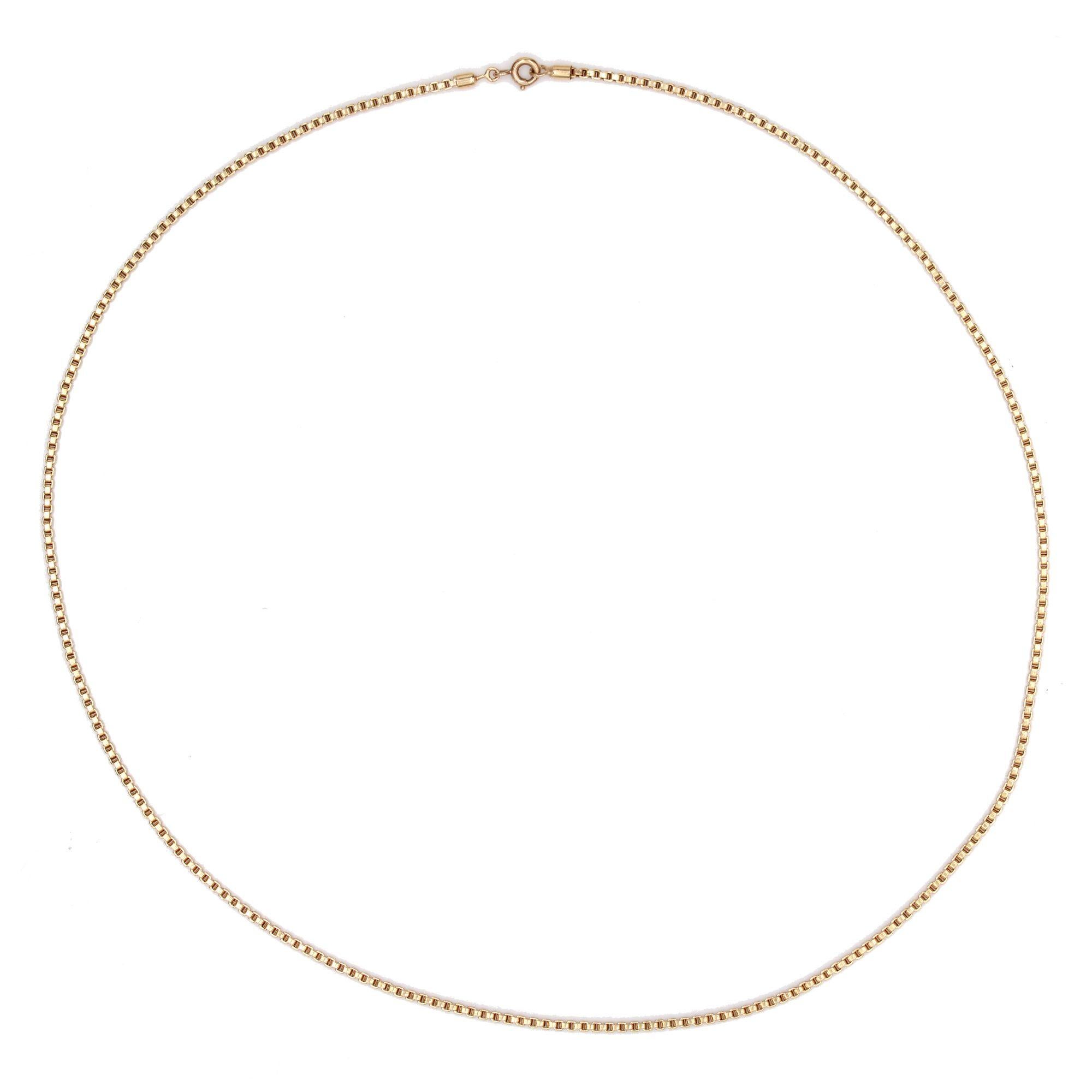 Retro French 1960s 18 Karat Yellow Gold Cube Mesh Chain Necklace