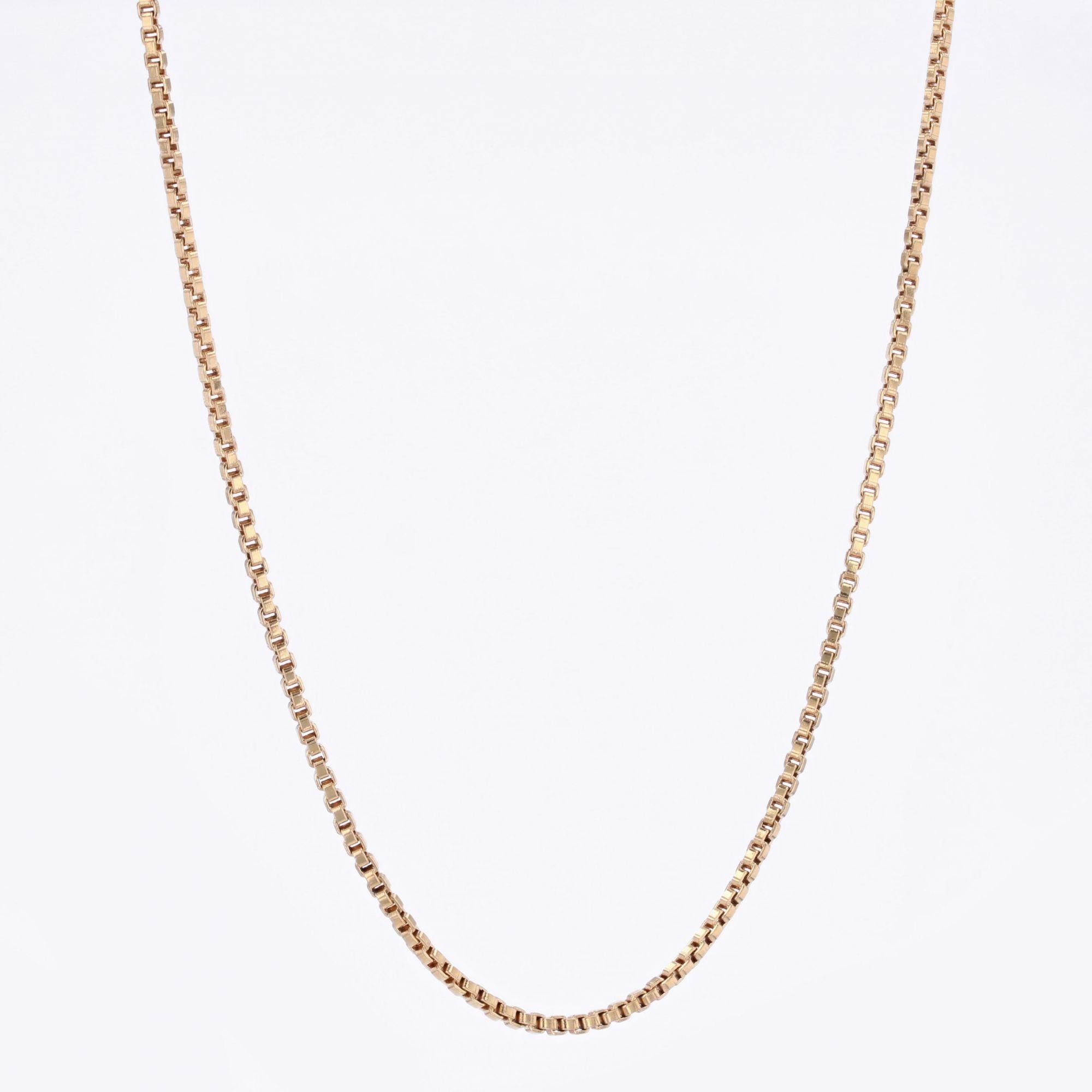 French 1960s 18 Karat Yellow Gold Cube Mesh Chain Necklace 1
