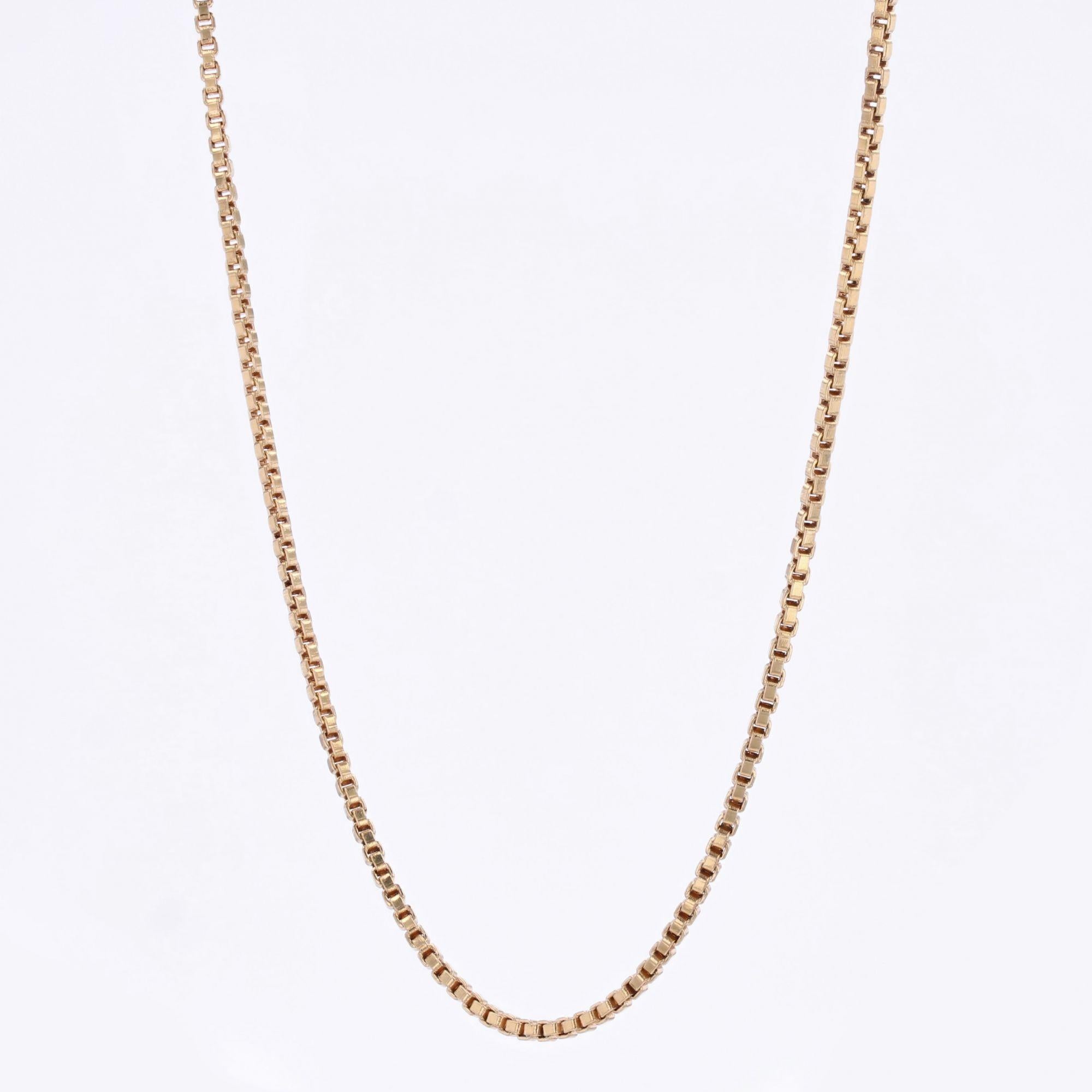 French 1960s 18 Karat Yellow Gold Cube Mesh Chain Necklace 2