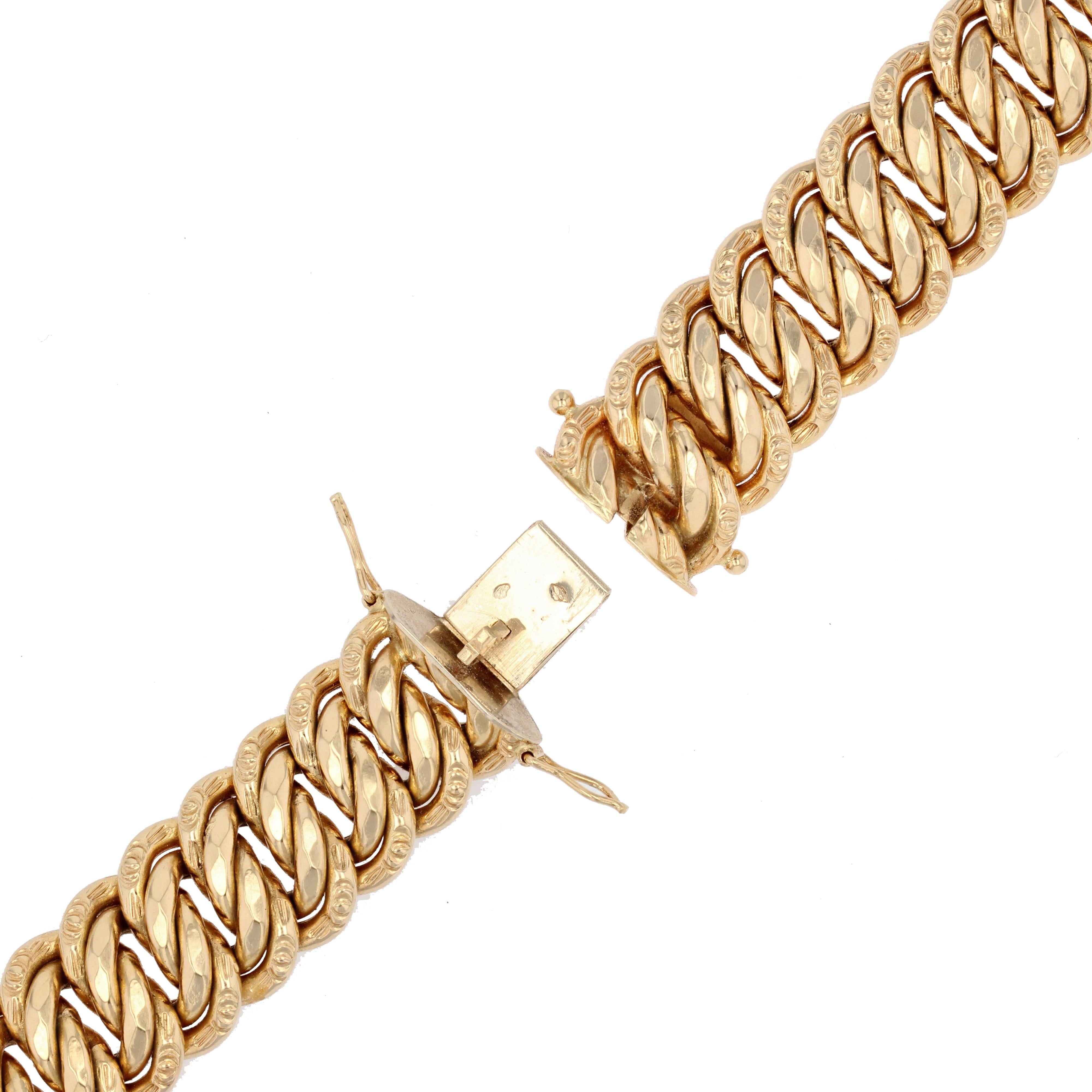 French 1960s 18 Karat Yellow Gold Curb Bracelet 2