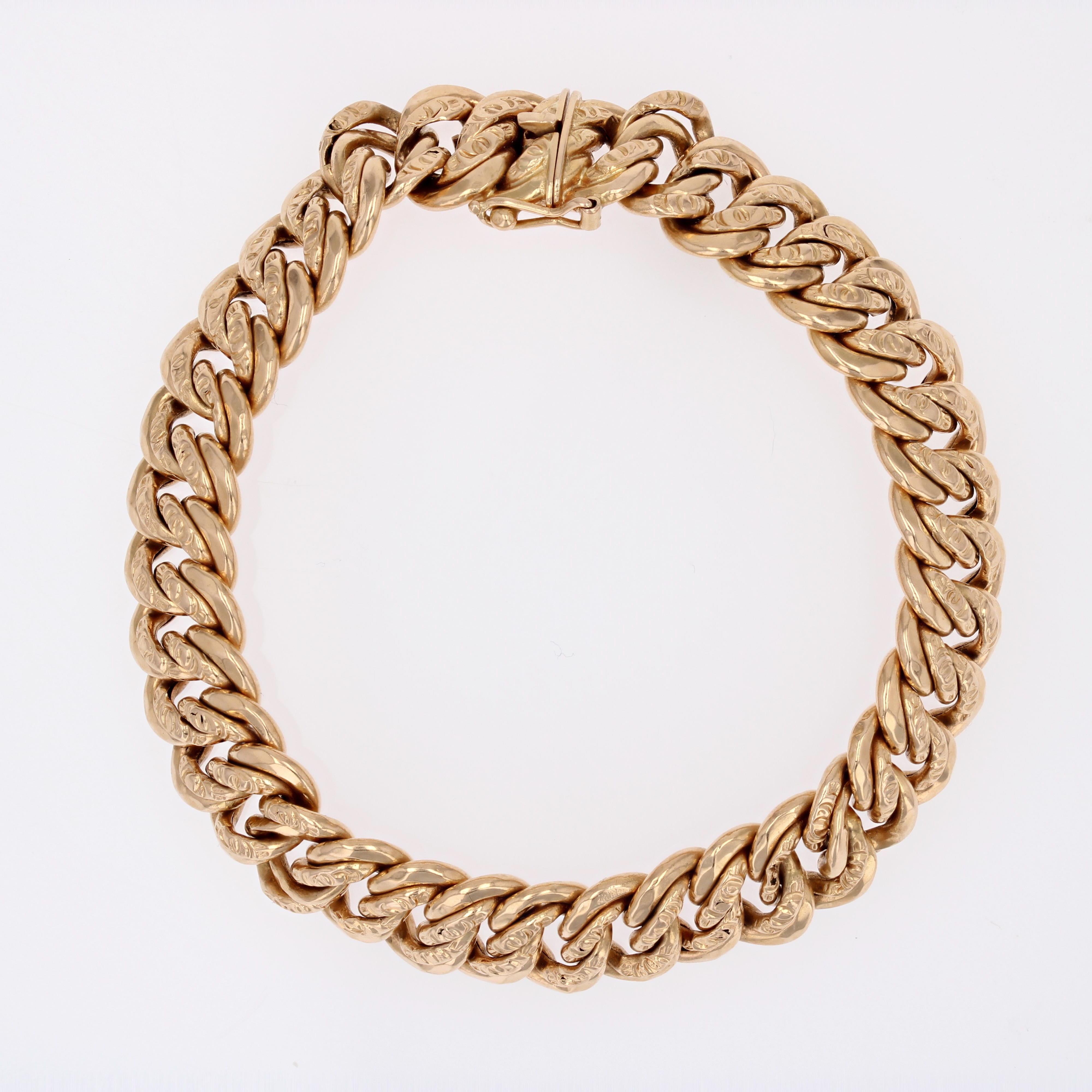 Retro French 1960s 18 Karat Yellow Gold Curb Bracelet