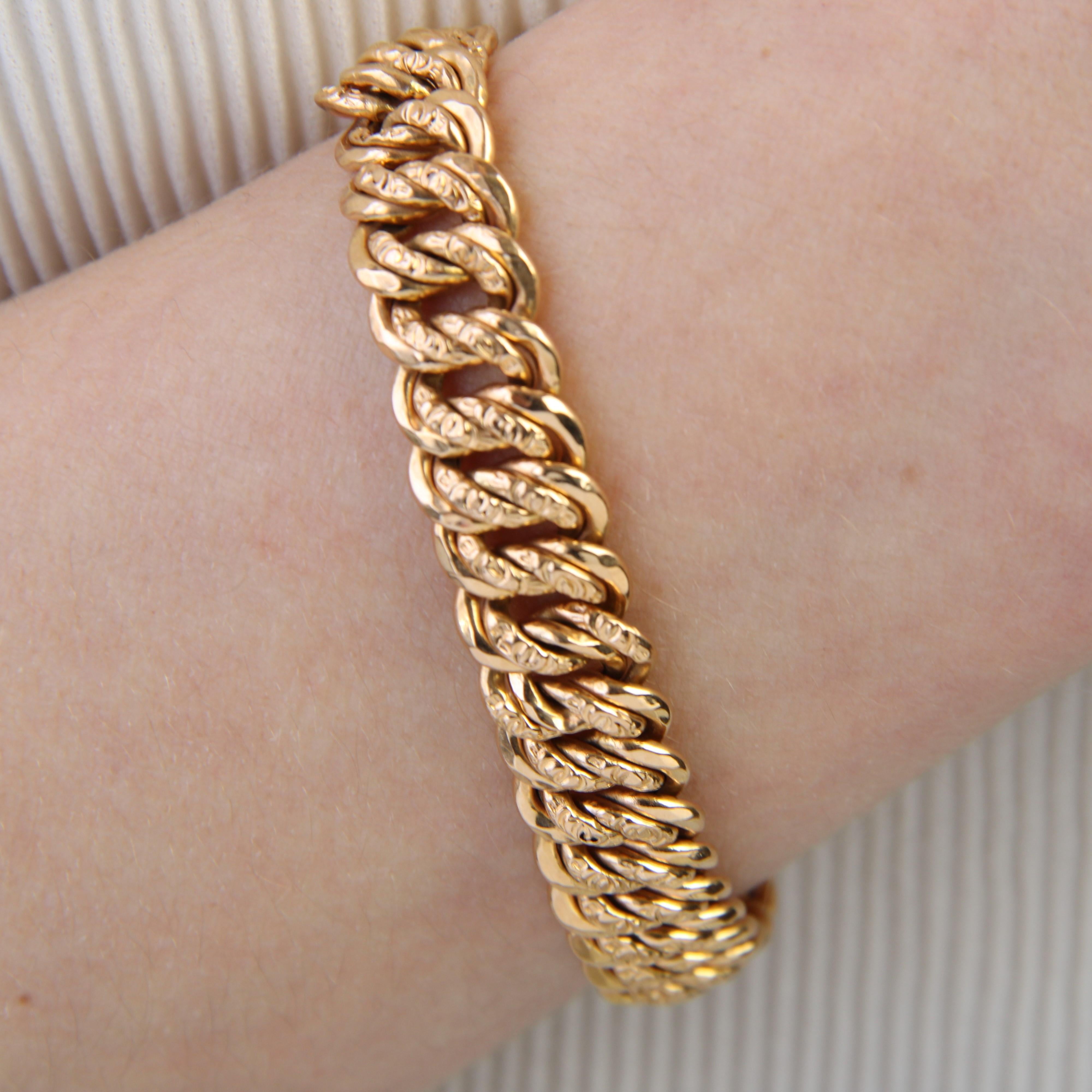 French 1960s 18 Karat Yellow Gold Curb Bracelet 1