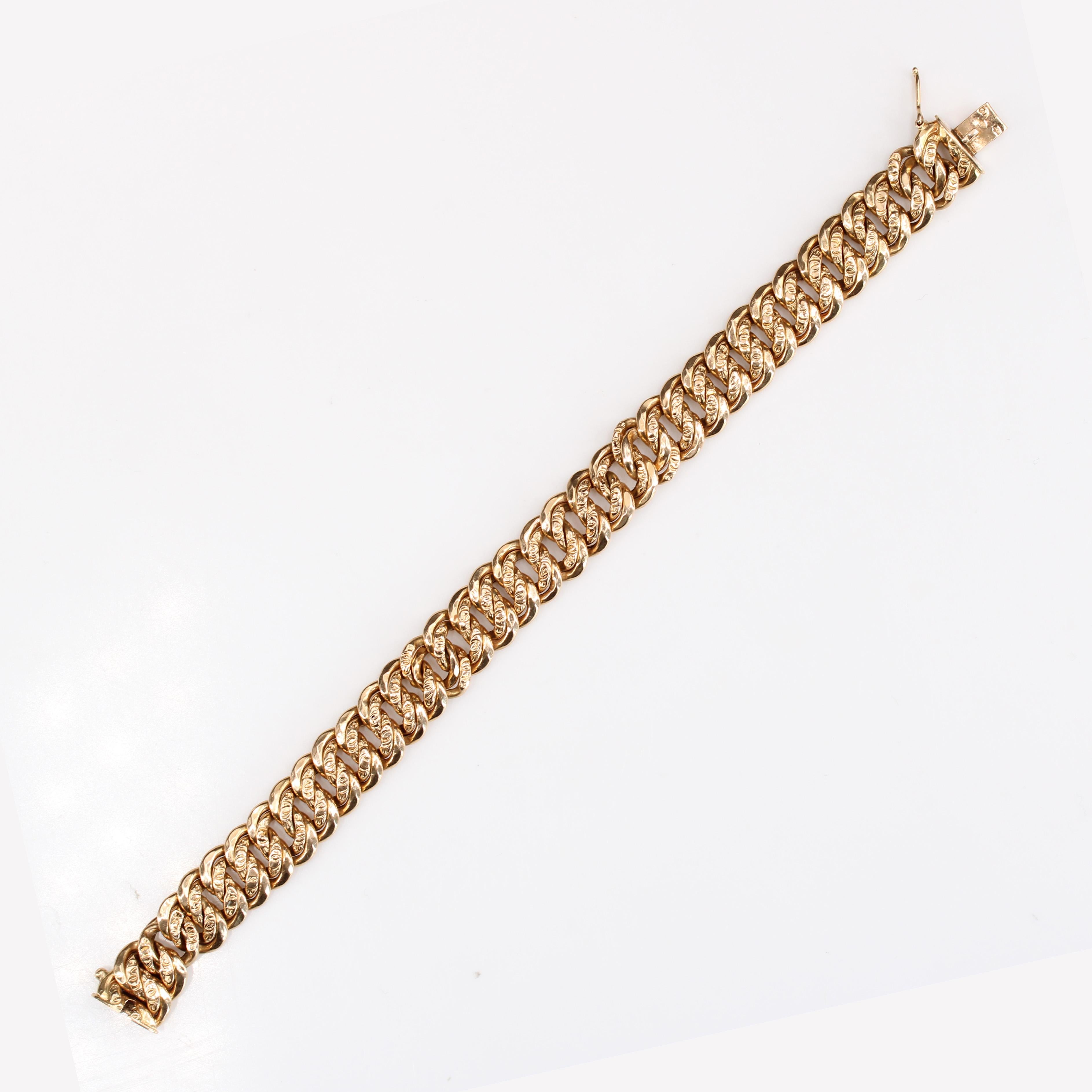 French 1960s 18 Karat Yellow Gold Curb Bracelet 3