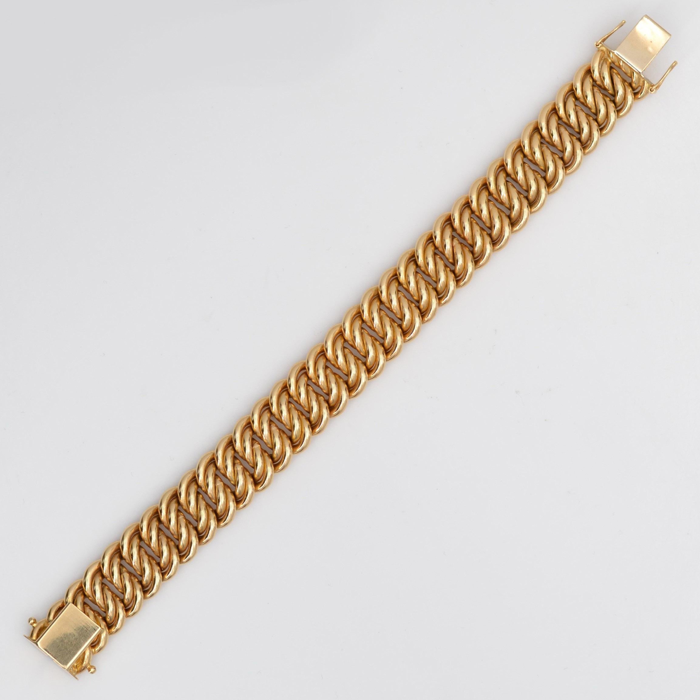 French 1960s 18 Karat Yellow Gold Curb Bracelet 1