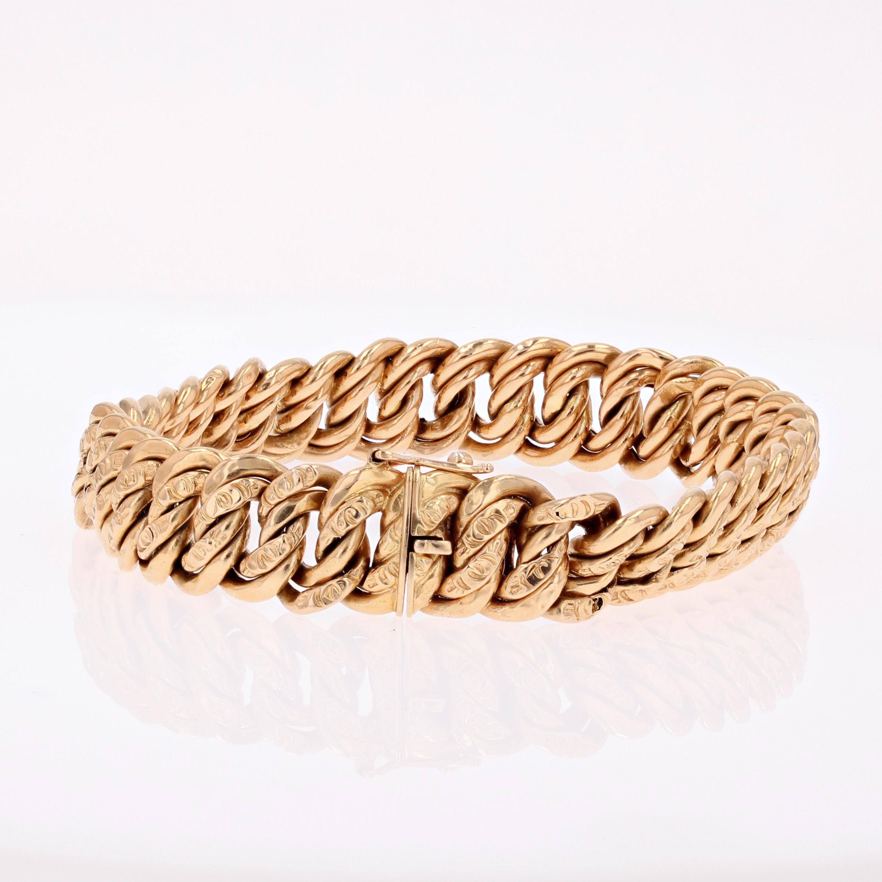 French 1960s 18 Karat Yellow Gold Curb Bracelet 4