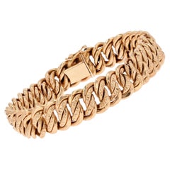 French 1960s 18 Karat Yellow Gold Curb Bracelet