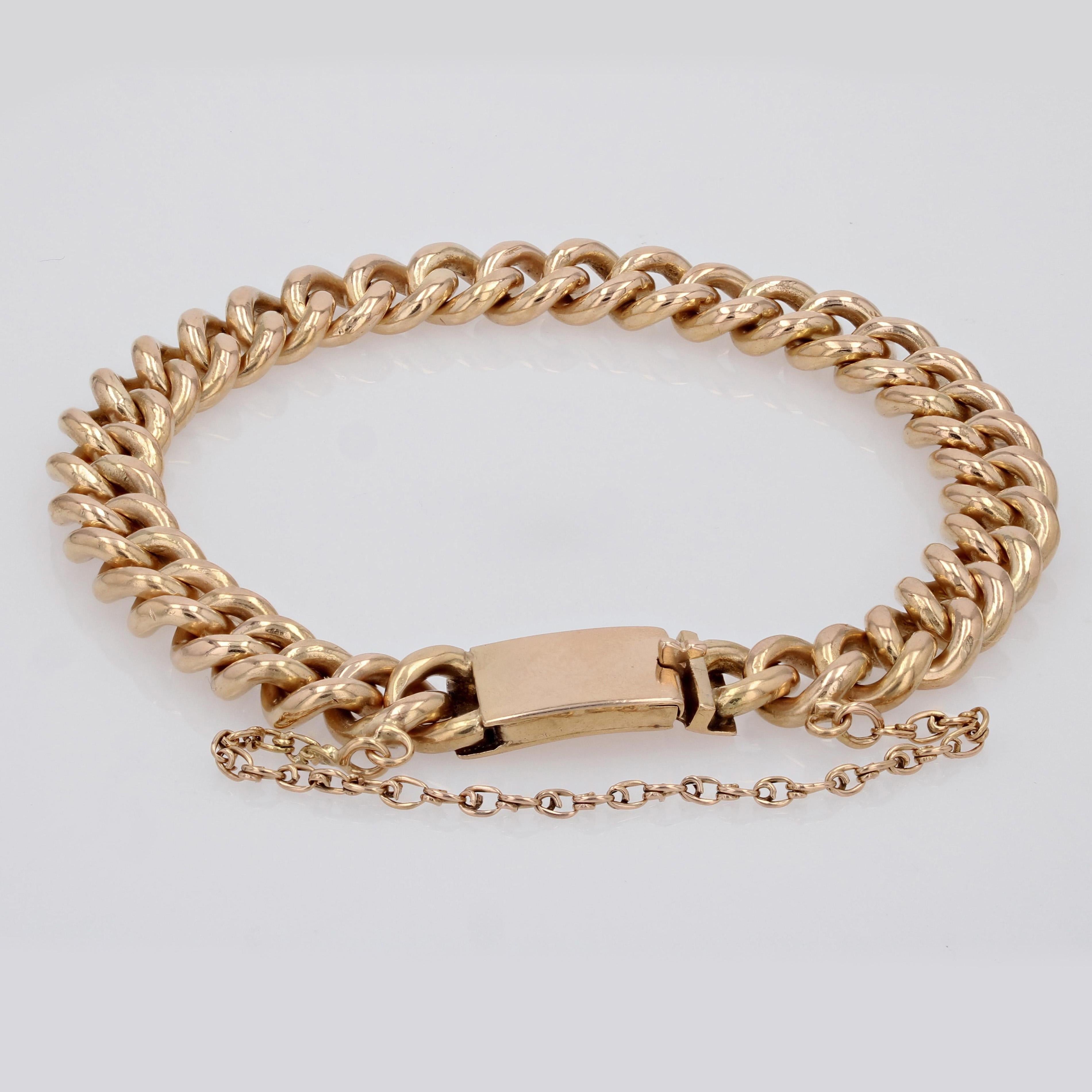French 1960s 18 Karat Yellow Gold Curb Chain Bracelet For Sale 4