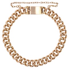 Französisches 1960er Jahre 18 Karat Gelbgold Curb Chain Armband