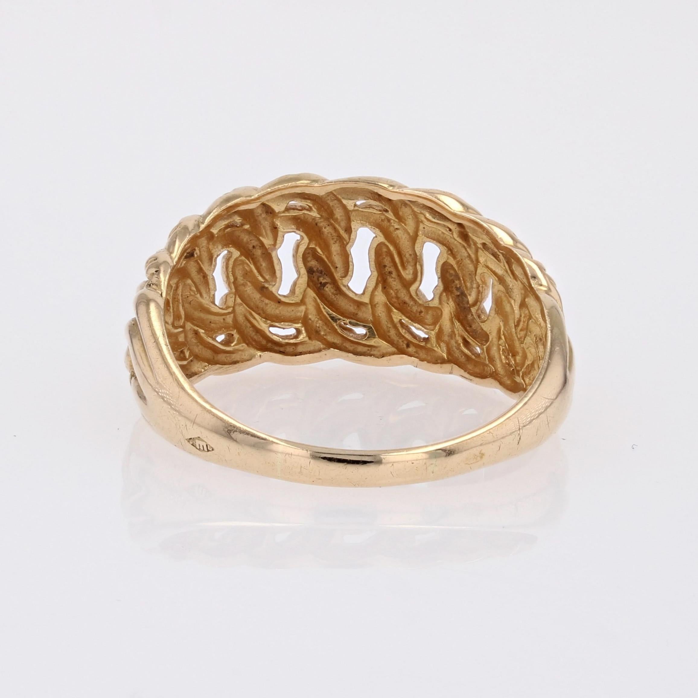 Women's French 1960s 18 Karat Yellow Gold Curb Chain Ring For Sale